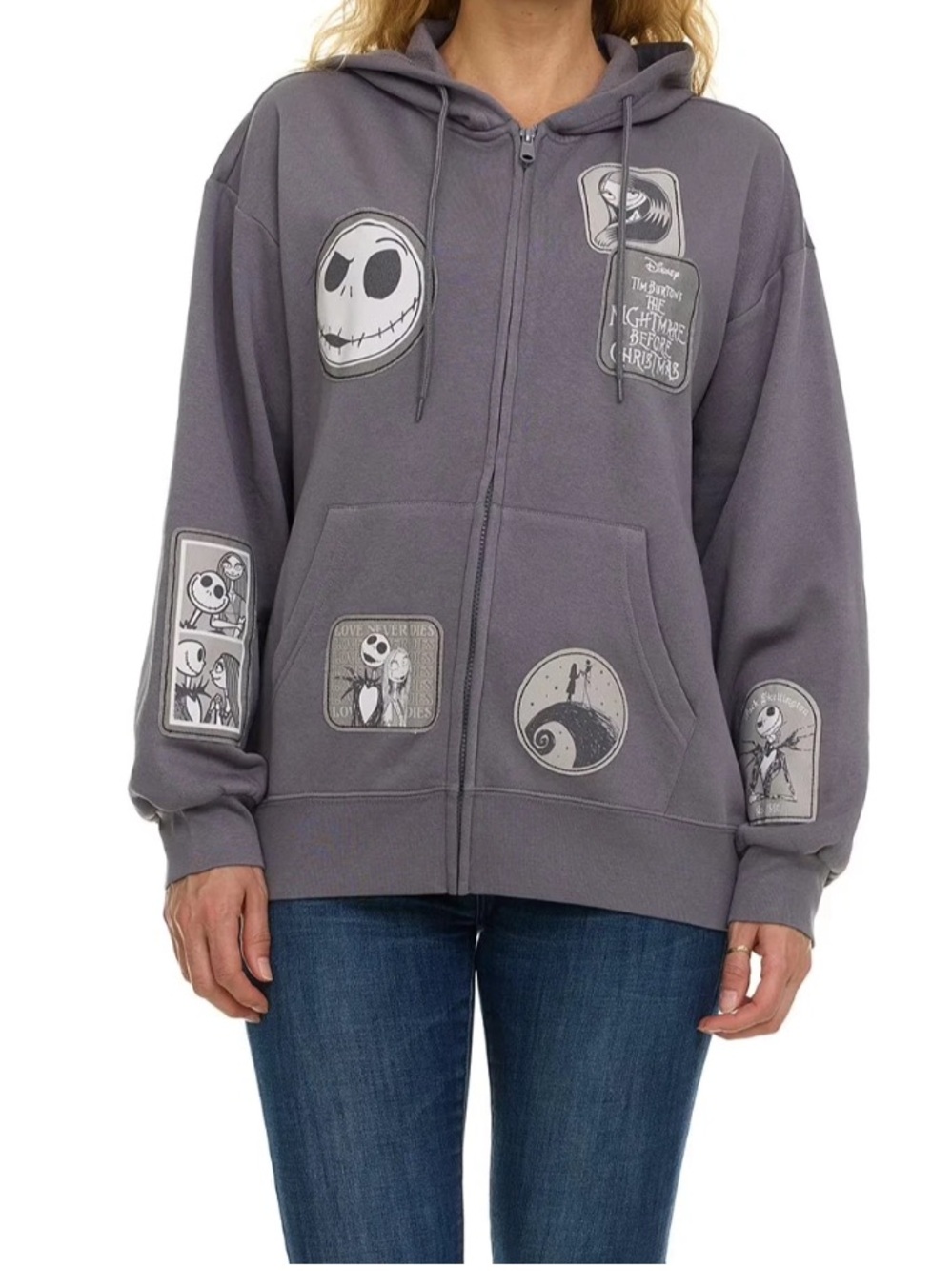 Nightmare Before Christmas Character Full Zip Hoodie Sweatshirt Size M Disney